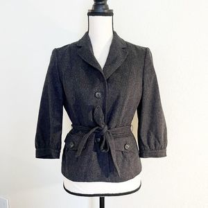 Banana Republic Peacoat Wool 3/4-Length Princess Sleeve Belted Size 6